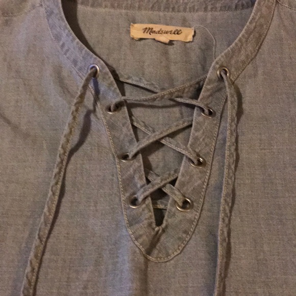 Madewell sleeveless denim with lace up - Picture 2 of 3